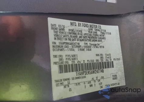 2010 Ford Focus S из США, поврежденный, VIN 1FAHP3EN5AW247748